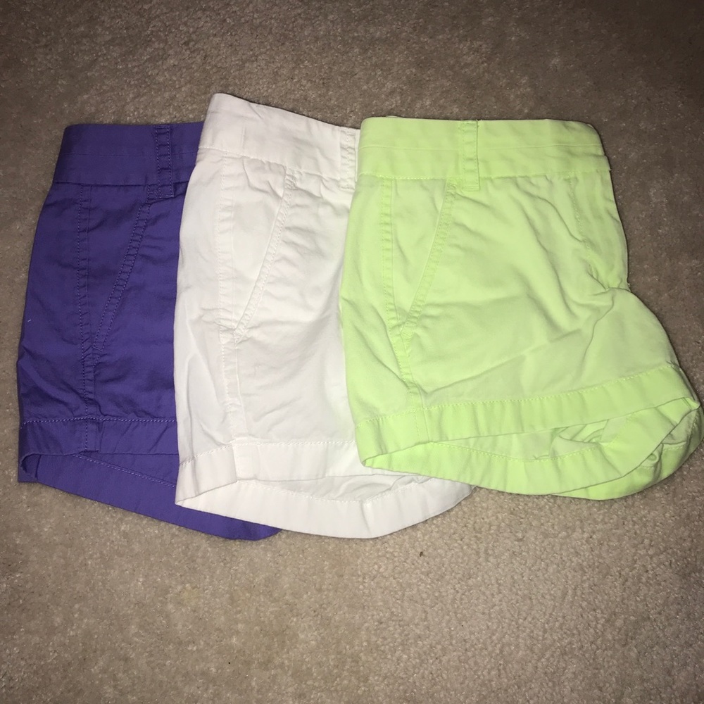 3 pairs of size 0 J. Crew Chino shorts